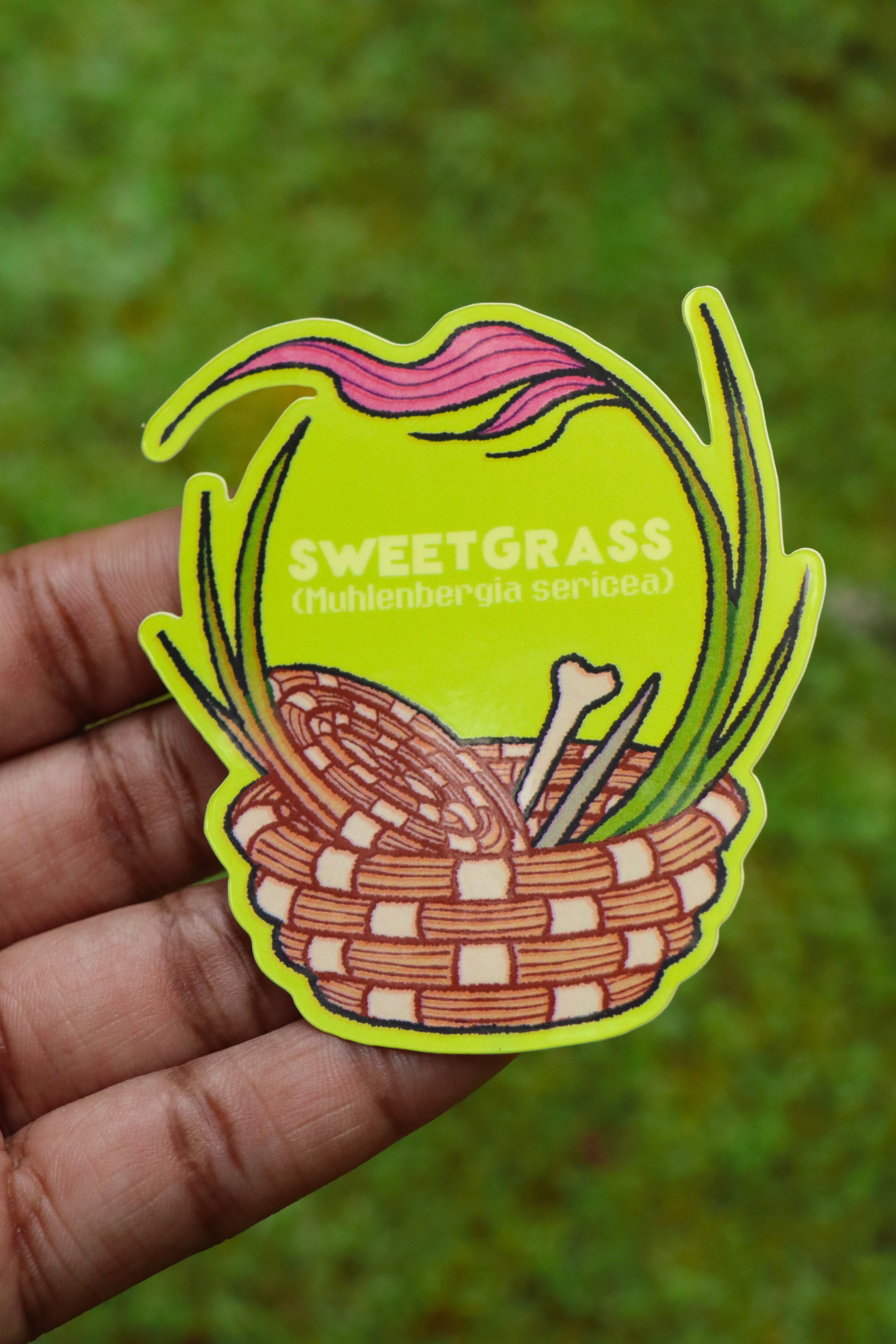 Sweetgrass Plant - Die-Cut Vinyl Glossy Sticker